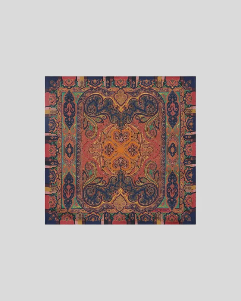 Etro Pochette Aus Seide Mit Floralem Paisley-motiv, Herren, Multicolor Multicolor