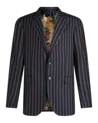 Etro Streifenblazer Aus Wolle Und Baumwolle, Herren, Navyblau Navyblau