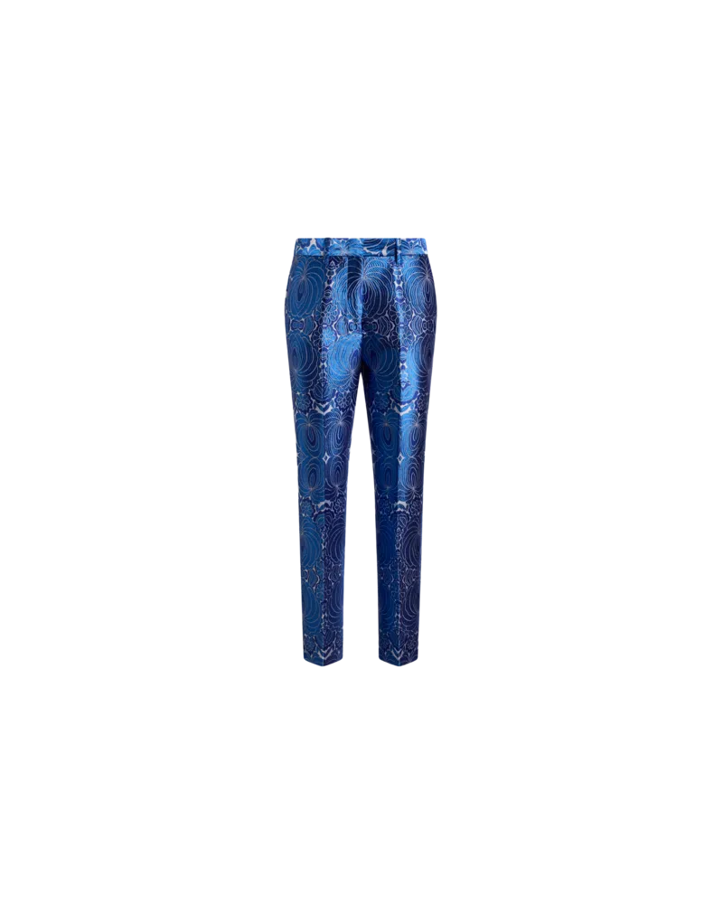 Etro Zigarettenhose Aus Jacquard Mit Floralem Muster, Damen, Elektroblau, Größe Elektroblau