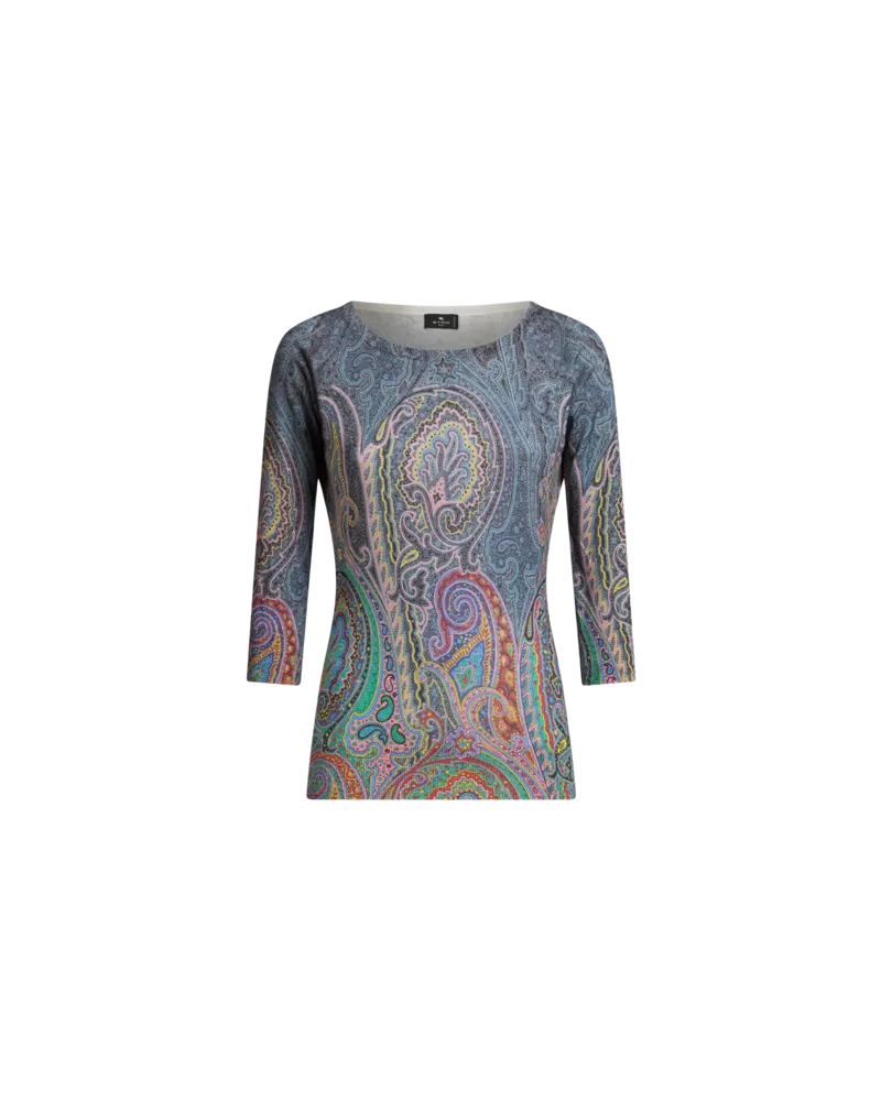 Etro Paisley-pullover Aus Seide Und Kaschmir, Damen, Hellblau, Größe Hellblau