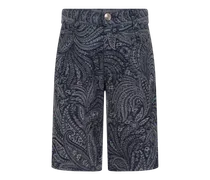 Shorts Aus Denim Jacquard Paisley, Blau, Größe