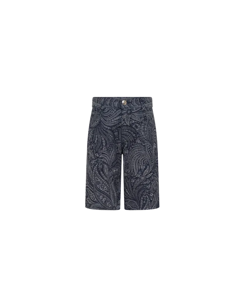 Etro Shorts Aus Denim Jacquard Paisley, Blau, Größe Blau