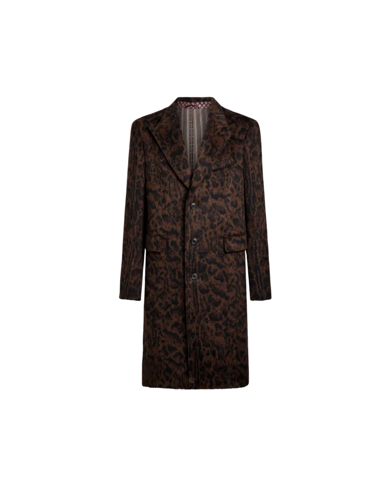 Etro Jacquard-mantel Mit Animal-motiv, Herren, Braun, Größe Braun