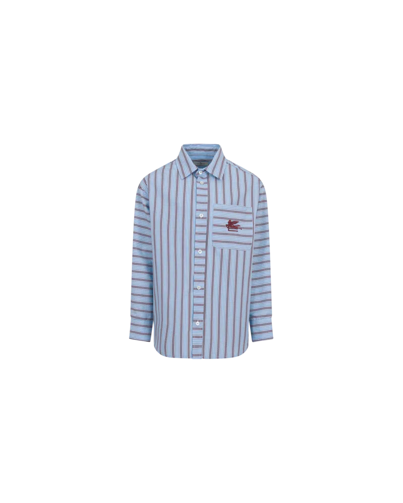 Etro Hemd Aus Baumwolle Mit Pegaso, Hellblau, Größe Hellblau