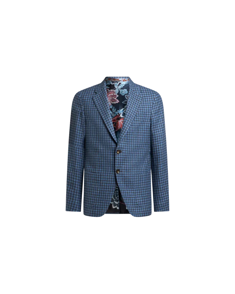 Etro Jacke Aus Einer Wollmischung Mit Hahnentrittmuster, Herren, Blau, Größe Blau