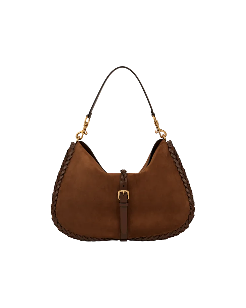 Etro Maxi-tasche Pony Aus Veloursleder Mit Eingezogenen Bändern, Damen, Braun Braun