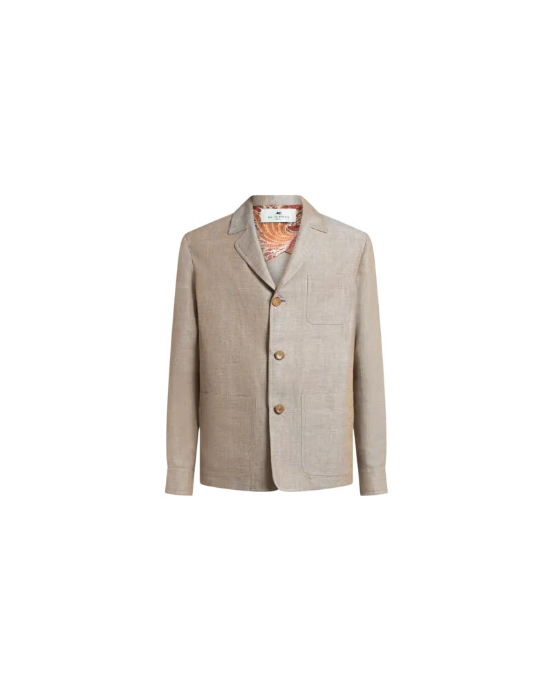 Etro Hemdjacke Aus Leinen, Herren, Beige, Größe Beige