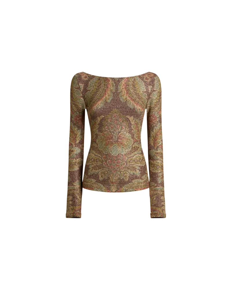 Etro Pullover Aus Jersey Mit Blumenmotiv, Damen, Braun, Größe Braun