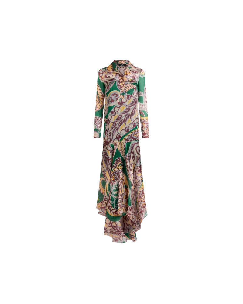Etro Langes Kleid Aus Seide Mit Floralem Paisley-motiv, Damen, Grün, Größe Grün