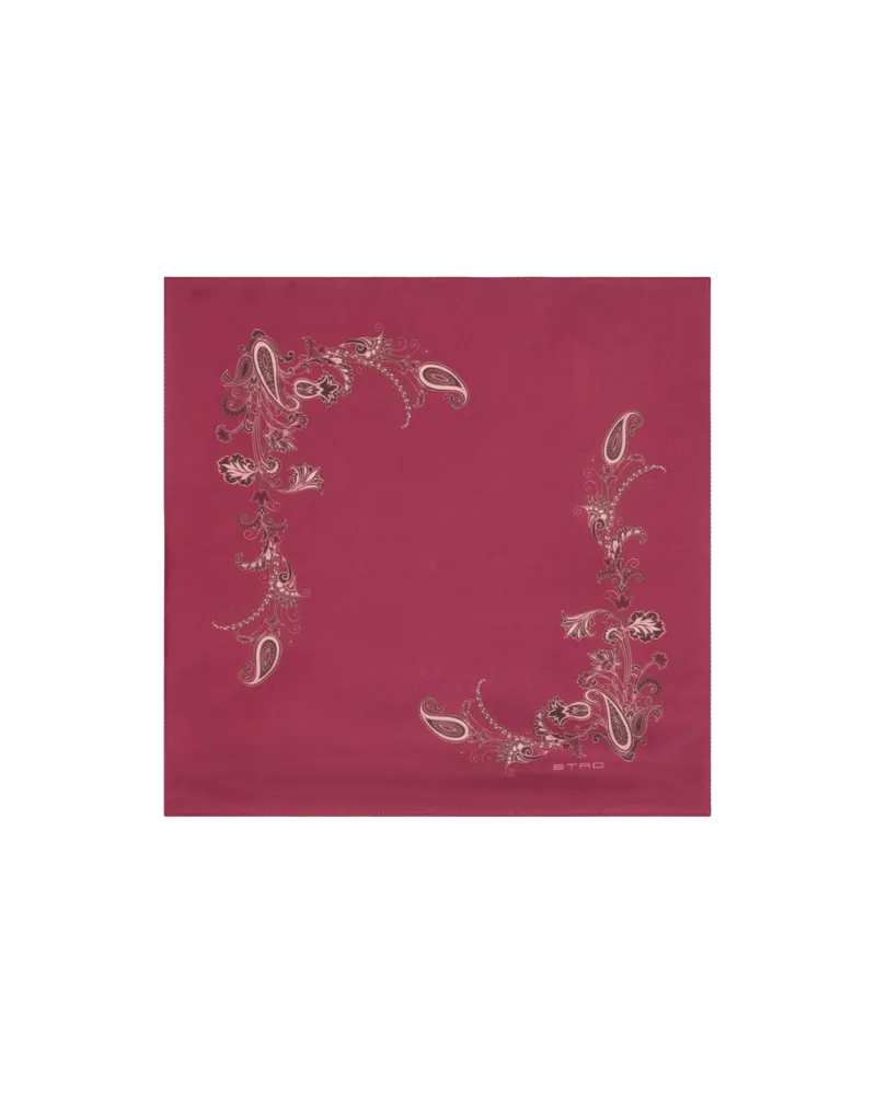 Etro Pochette Aus Bedruckter Seide, Herren, Violett Violett