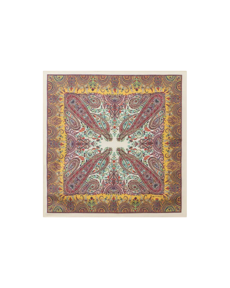 Etro Pochette Aus Seide Mit Makro-paisley, Herren, Gelb Gelb