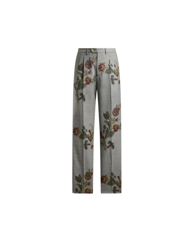 Etro Hose Aus Wolle Mit Print, Herren, Grau, Größe Grau