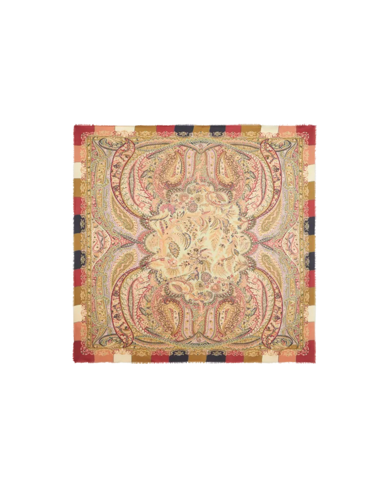 Etro Schultertuch Aus Wolle Und Seide Mit Print, Damen, Multicolor Multicolor