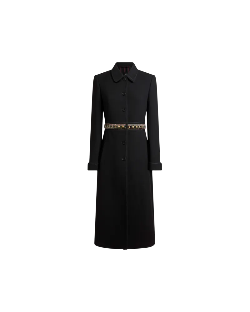 Etro Mantel Aus Wolle Mit Schmuck-verzierungen, Damen, Schwarz, Größe Schwarz