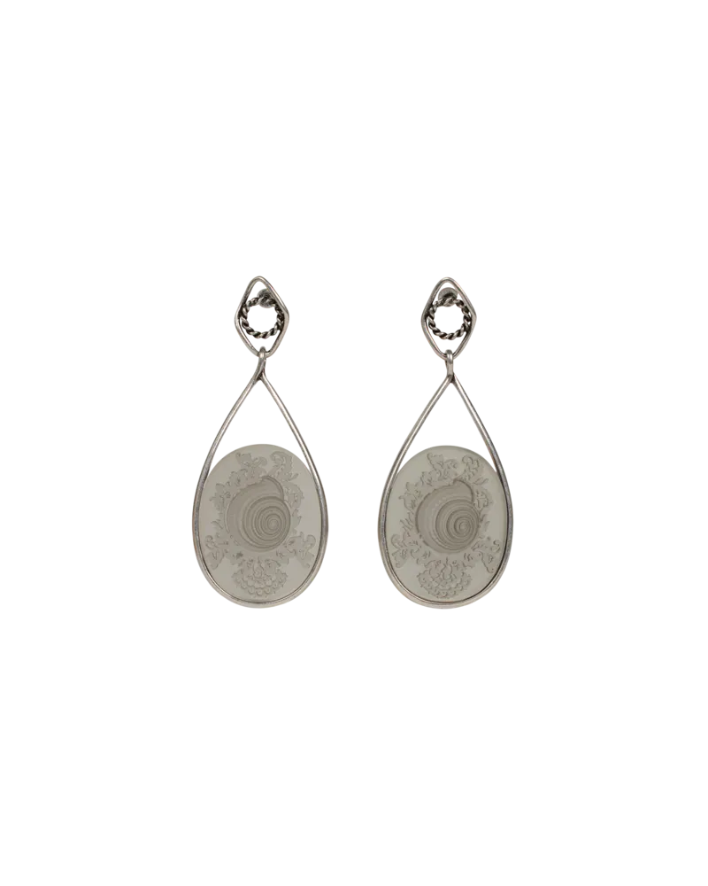 Etro Ohrringe Mit Muschel In Kameeform, Damen, Silber Silber