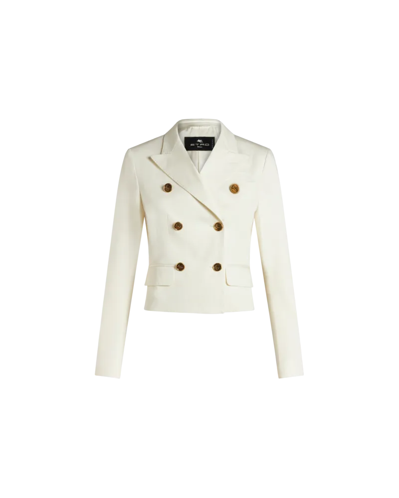 Etro Zweireihige Jacke Mit Pegaso-knöpfen, Damen, Weiß, Größe Weiß