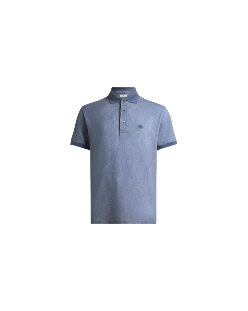 Etro Poloshirt Aus Baumwolle Mit Arnikamuster, Herren, Pulverblau, Größe Pulverblau