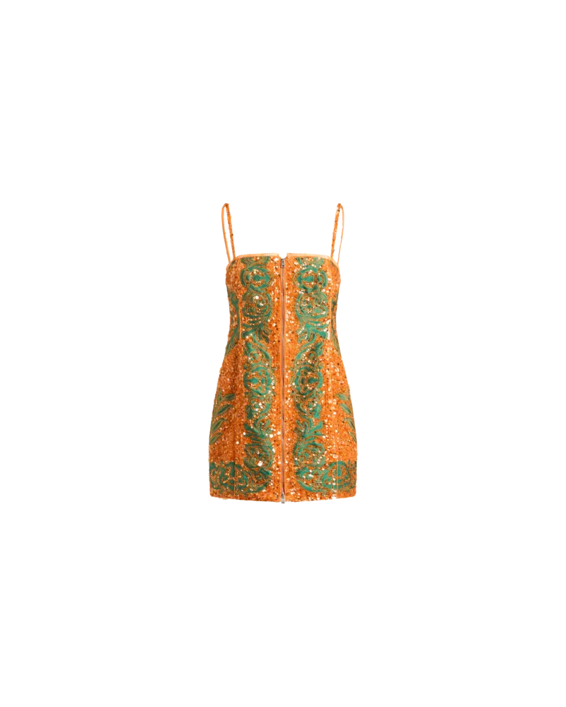 Etro Kurzes Kleid Mit Paillettenstickerei, Damen, Orange, Größe Orange