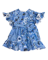 Etro Kleid Mit Volant Und Monochromem Paisleymuster Für Babys, Hellblau Hellblau