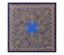 Pochette Aus Seide Mit Geometrischem Paisley-motiv, Herren, Blau