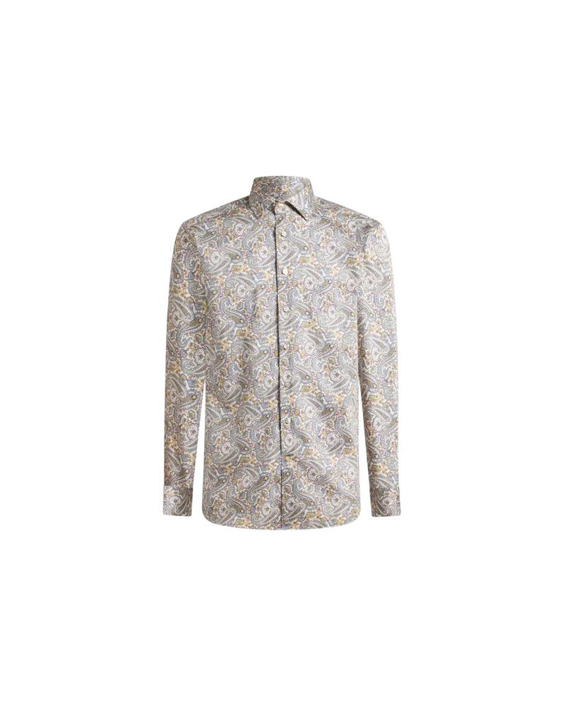Etro Hemd Aus Baumwolle Mit Floralem Paisleymuster, Herren, Weiß, Größe Weiß