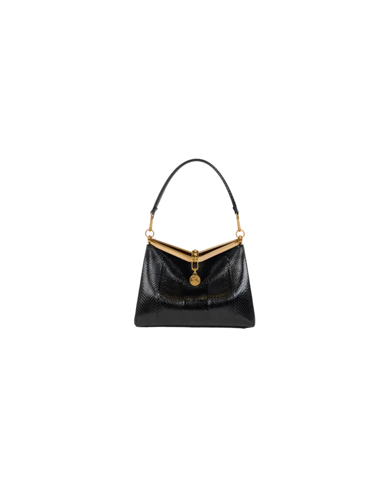 Etro Tasche Vela Mittelgross Aus Elaphe-leder, Damen, Schwarz Schwarz
