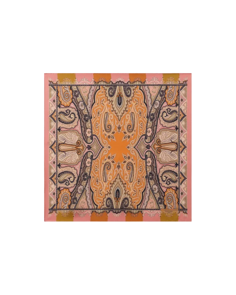 Etro Pochette Aus Seide Mit Symmetrischem Paisley-motiv, Herren, Rosa Rosa