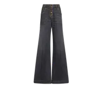 Schlagjeans Mit Pegaso-knöpfen, Damen, Grau, Größe