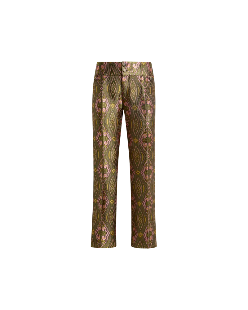 Etro Jacquard-hose Mit Floralem Medaillon-motiv, Damen, Grün, Größe Grün