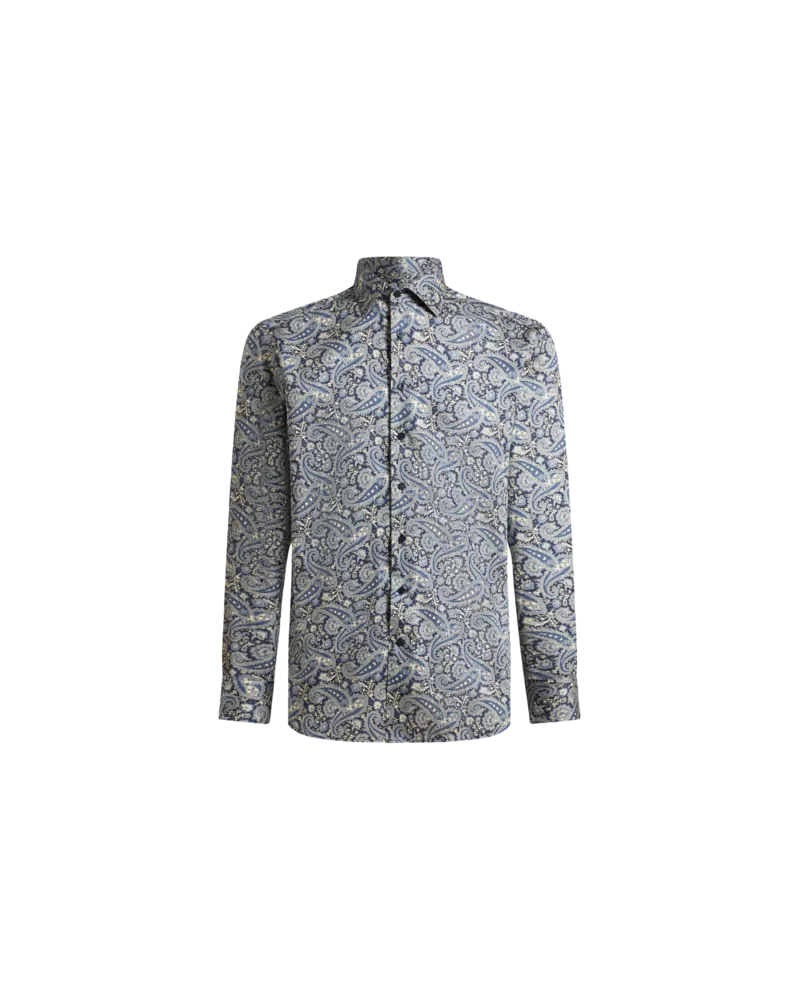 Etro Hemd Aus Baumwolle Mit Floralem Paisleymuster, Herren, Hellblau, Größe Hellblau