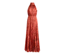 Maxikleid Aus Peau D'ange-seide Mit Blumenmotiv Und Bienen, Damen, Orange, Größe