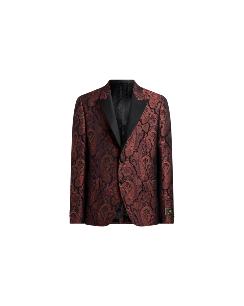 Etro Einreihige Jacquard-jacke Aus Chenille Mit Paisley-motiv, Herren, Rot, Größe Rot