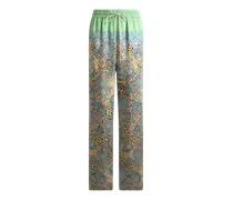 Hose Mit Weitem Bein Und Platziertem Paisley-animal-print, Damen, Grün, Größe