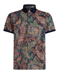 Etro Poloshirt Mit Floralem Paisleymuster, Herren, Schwarz Schwarz