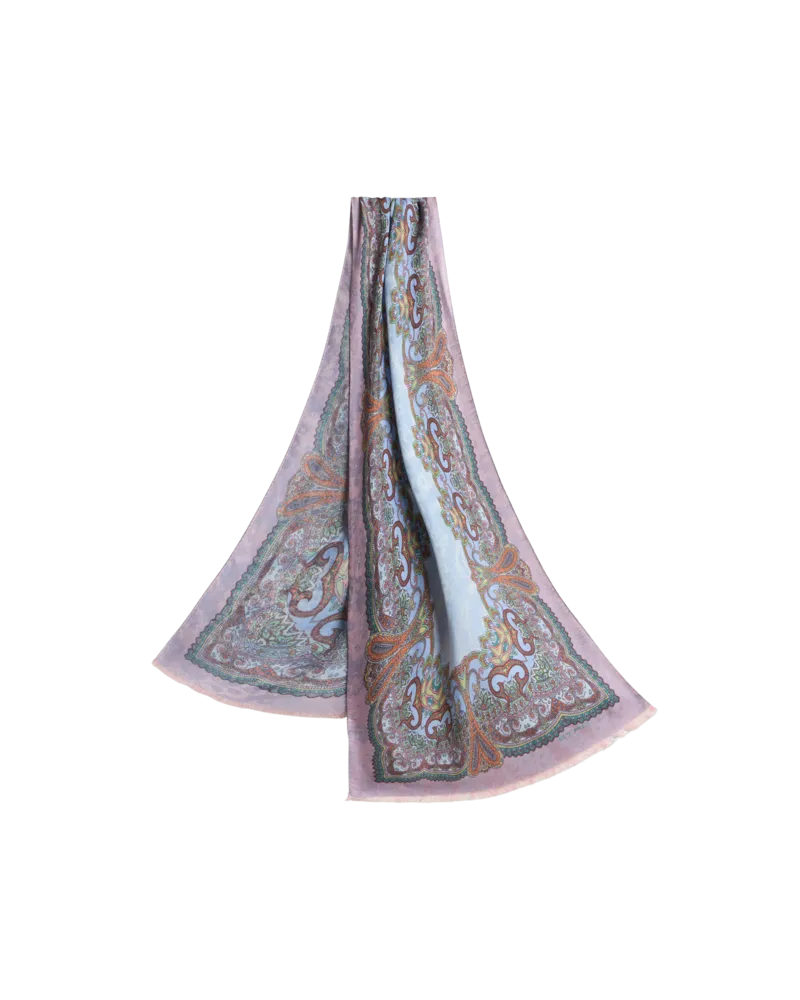Etro Fransenschal Mit Blumenmotiv, Damen, Rosa Rosa