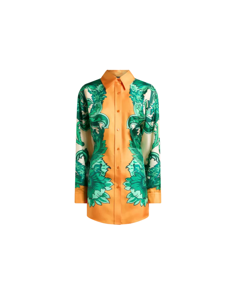 Etro Hemdbluse Mit Floralem Tuchdruck Und Knoten Auf Der Rückseite, Damen, Orange, Größe Orange