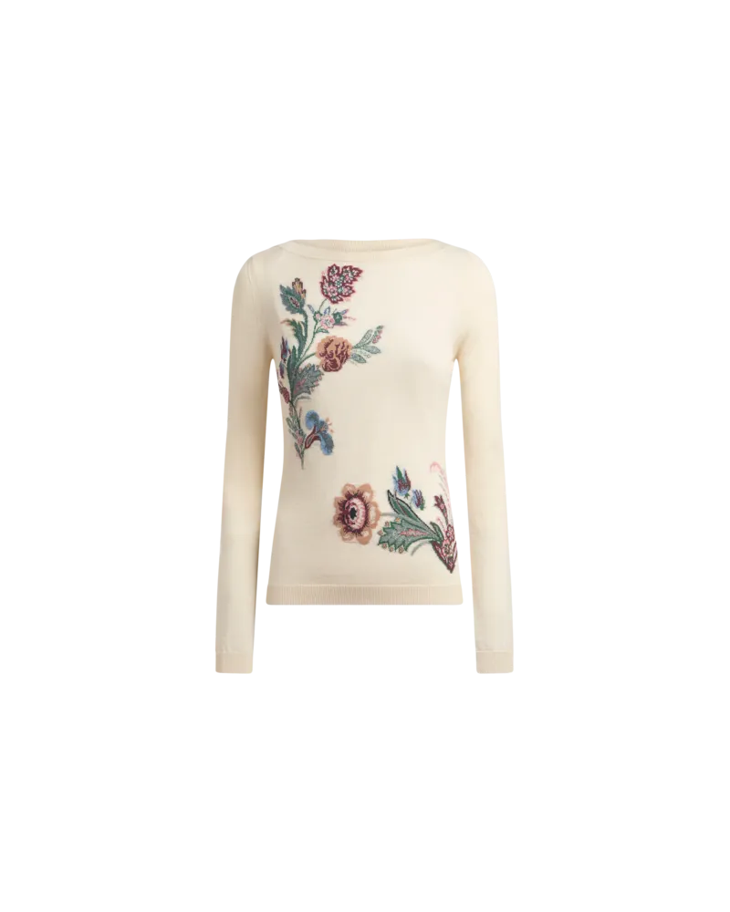 Etro Pullover Aus Einer Wollmischung Mit Jacquardmuster, Damen, Cremefarben, Größe Cremefarben
