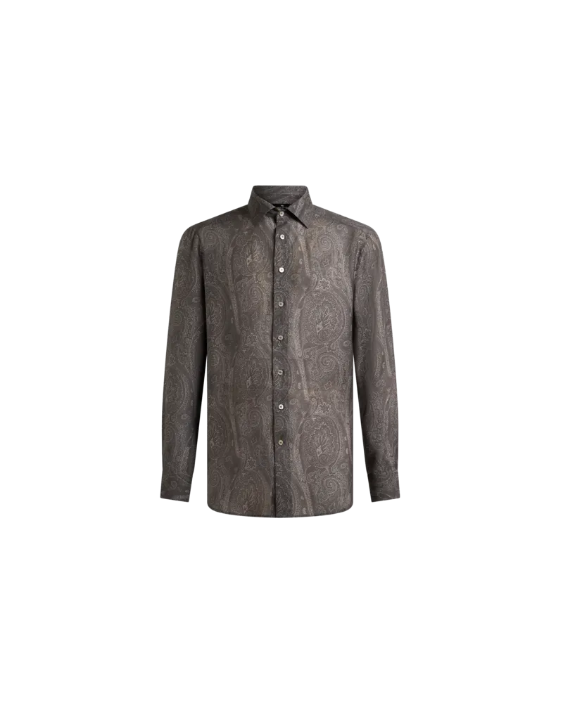 Etro Paisley-hemd Aus Seide, Herren, Schwarz, Größe Schwarz
