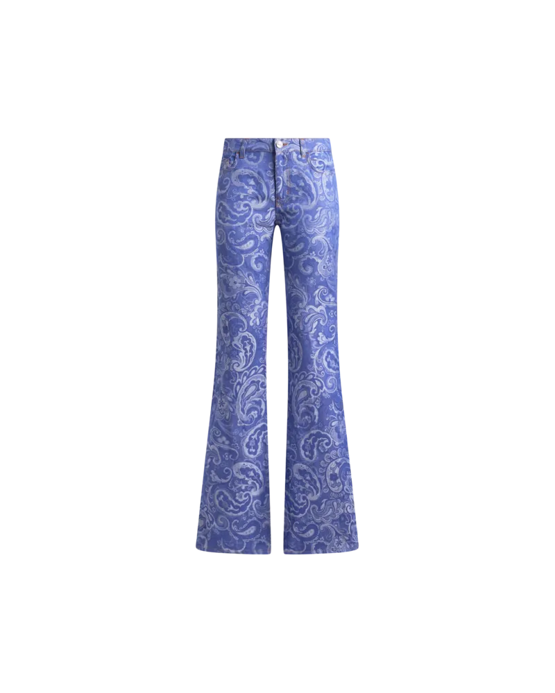 Etro Flare-jeans Mit Jacquardmuster, Damen, Pulverblau, Größe Pulverblau