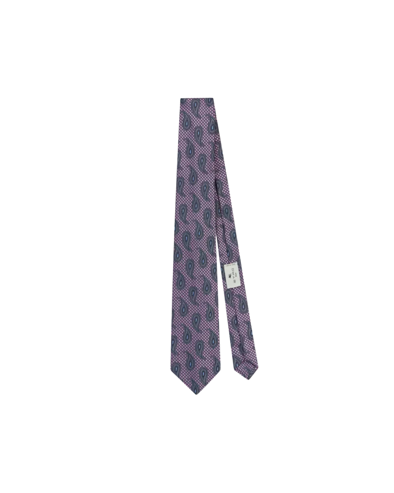 Etro Krawatte Mit Mikrorauten Und Paisleys, Herren, Violett Violett