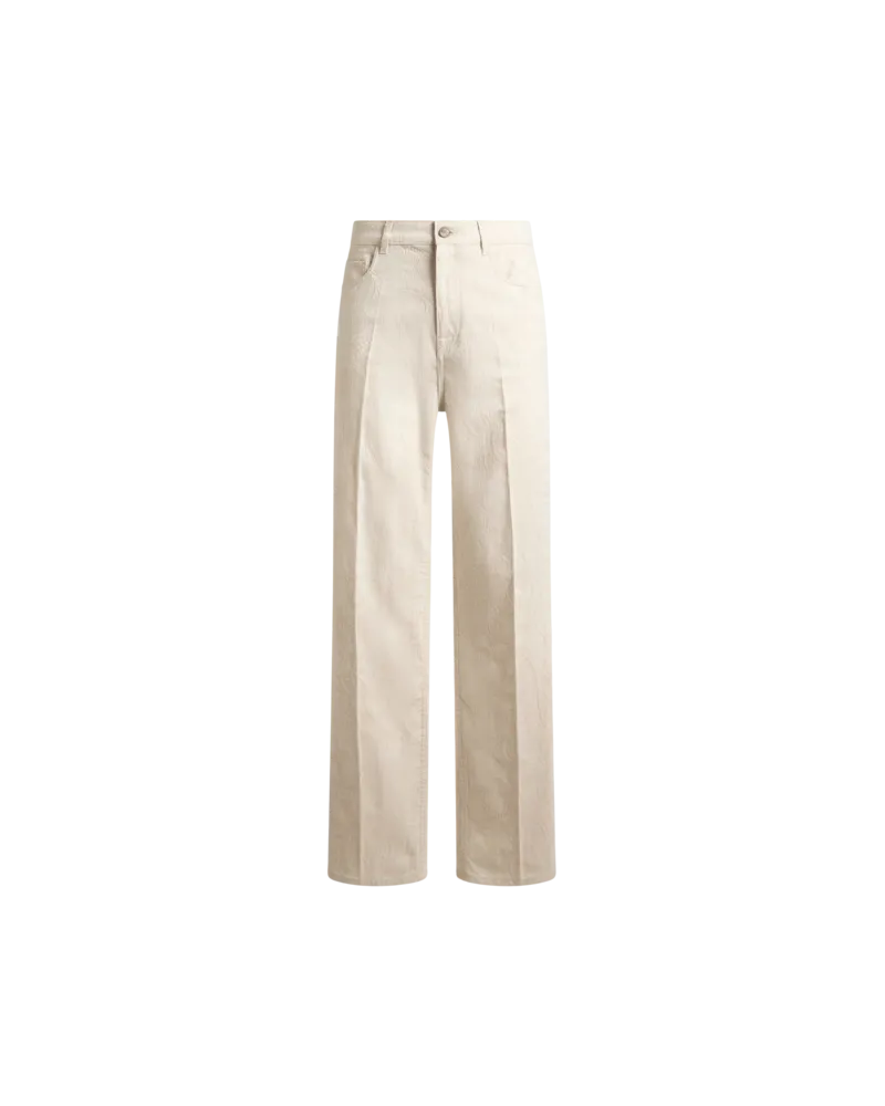 Etro Jeans Mit Geradem Bein Und Bügelfalte Aus Denim Mit Ramage-motiv, Herren, Beige, Größe Beige