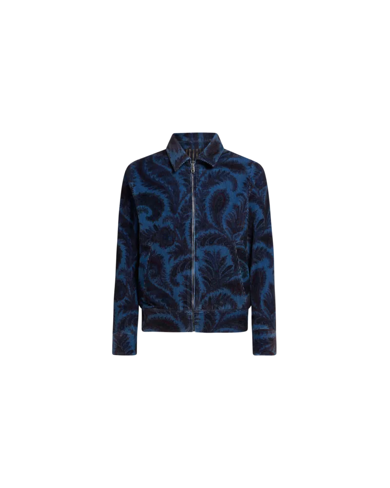 Etro Bomberjacke Aus Samt Mit Print, Herren, Blau, Größe Blau