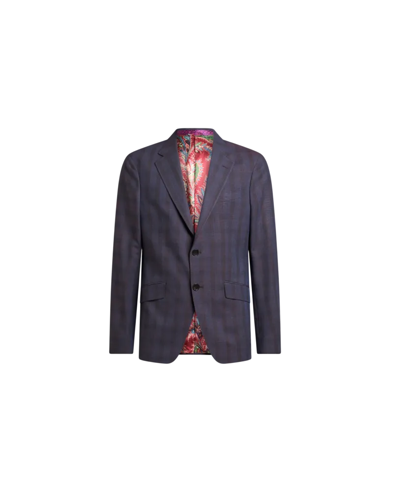 Etro Anzug Aus Einer Wollmischung Mit Karomuster, Herren, Blau, Größe Blau
