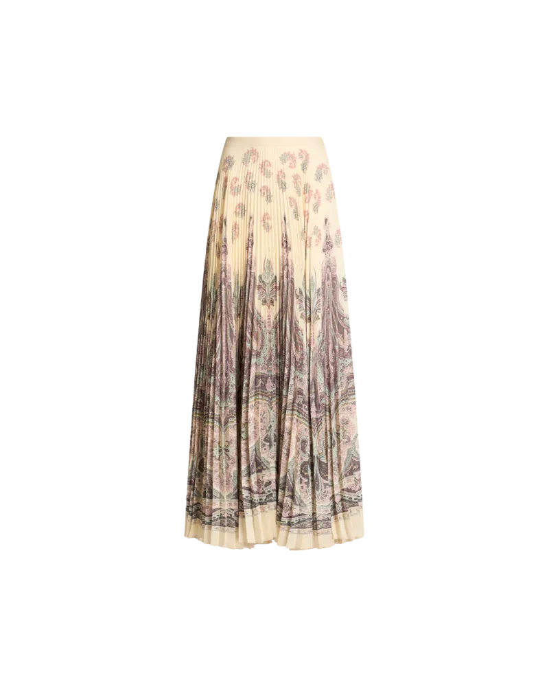 Etro Langer Plisseerock Mit Platziertem Print, Damen, Beige, Größe Beige