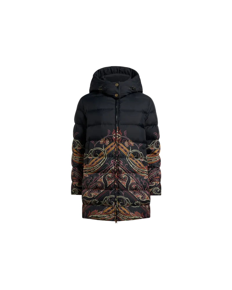 Etro Daunenjacke Mit Platziertem, Geometrischem Paisley-print, Damen, Blau, Größe Blau