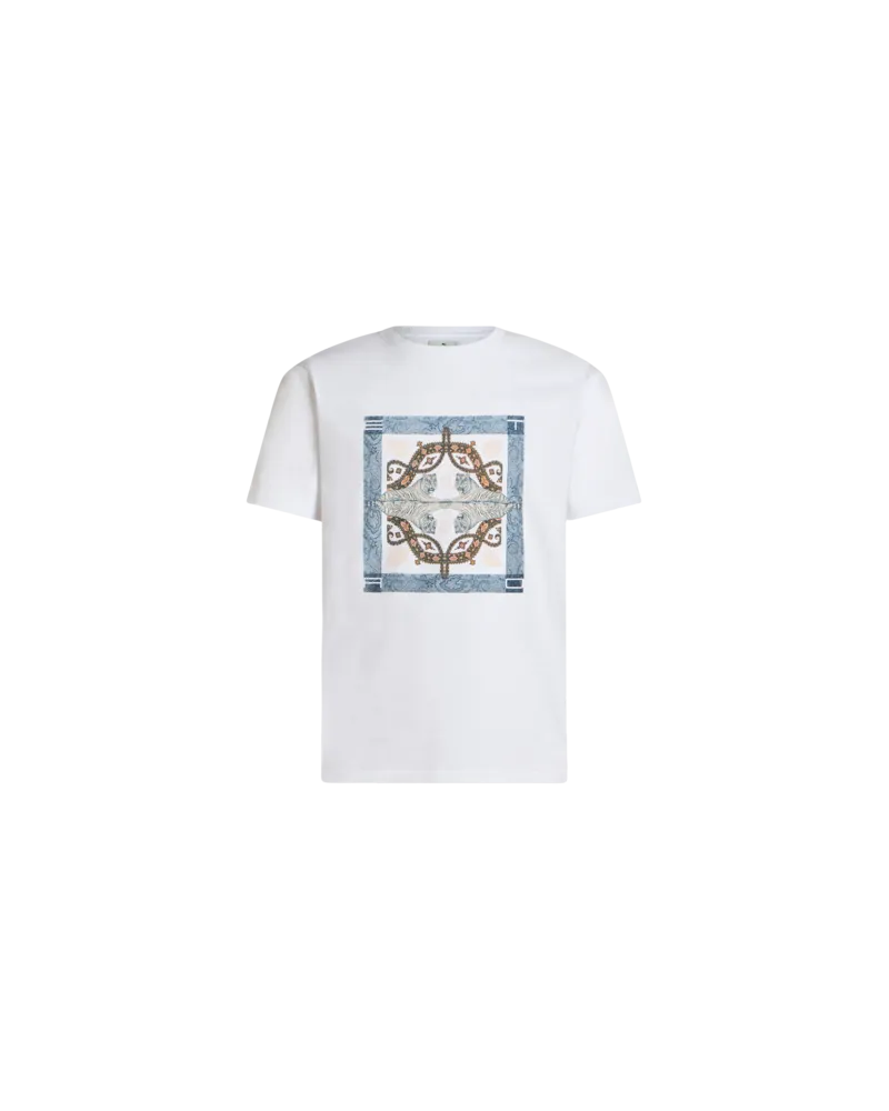 Etro T-shirt Mit Platziertem Druck, Herren, Weiß, Größe Weiß