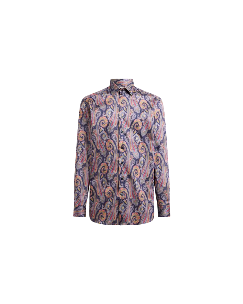 Etro Hemd Aus Satin In Baumwolle Mit Paisleymuster, Herren, Rot, Größe Rot