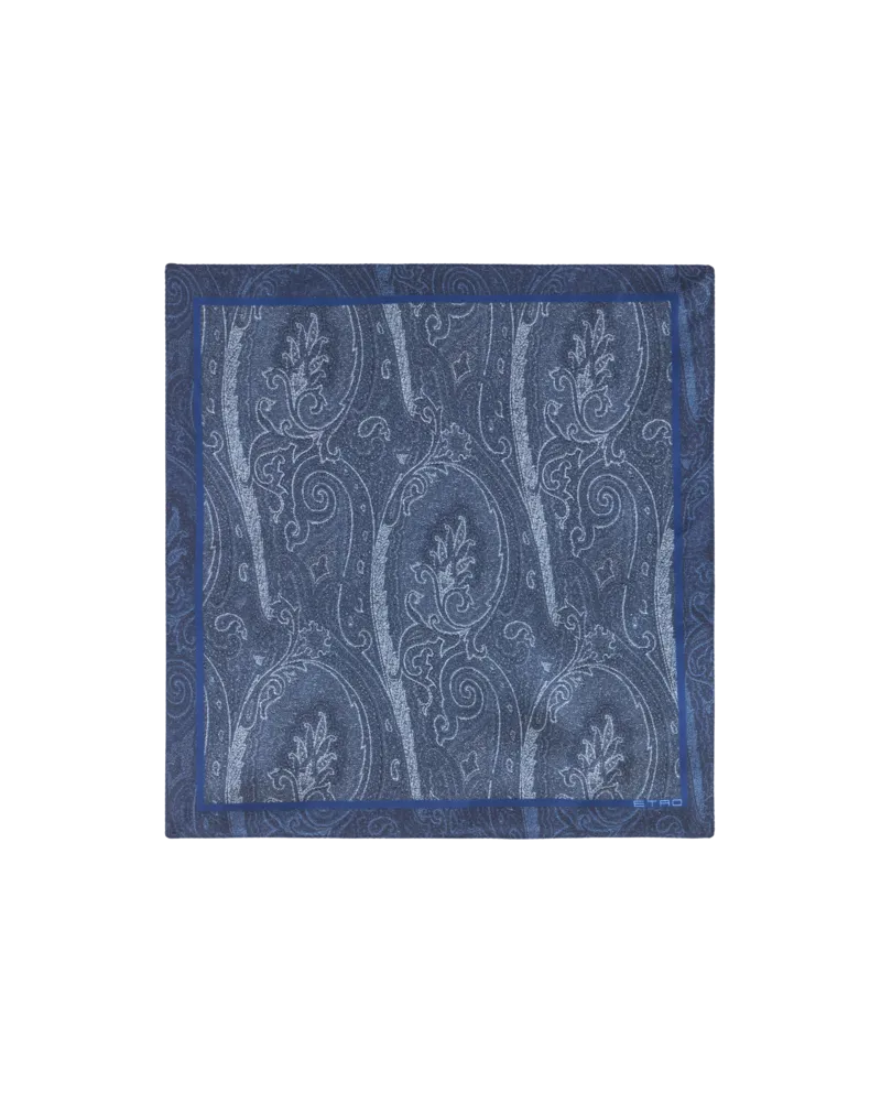 Etro Einstecktuch Aus Bedruckter Seide, Herren, Navyblau Navyblau