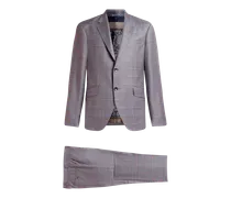 Einreihiger Anzug Aus Wolle Im Karomuster, Herren, Violett, Größe