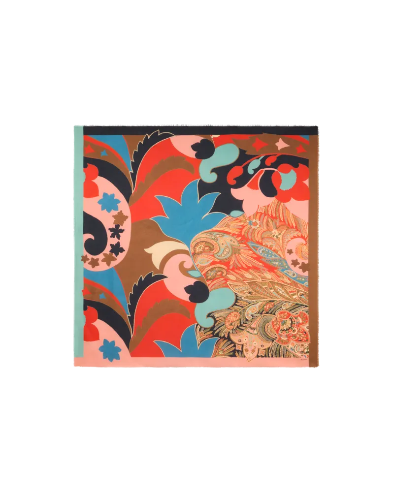 Etro Jacquard-schultertuch Aus Einer Baumwollmischung Mit Floralem Paisley-motiv, Damen, Multicolor Multicolor